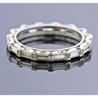Platinum Baguette Diamond Eternity Wedding Band Ring