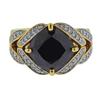 John Hardy 18K Gold Diamond Onyx Ring