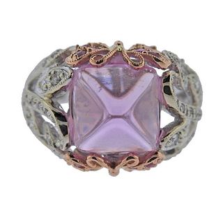 18K Gold Diamond Pink Sapphire Tourmaline Ring