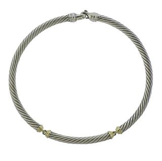 David Yurman Silver 14K Gold Cable Necklace