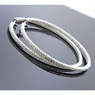 18k Gold Diamond Inside Out Hoop Earrings