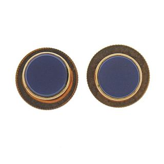 18k Gold Agate Buttons 