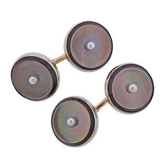 14K Gold Mother of Pearl Cufflinks