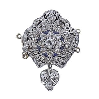 Art Deco Platinum Gold Diamond Sapphire Necklace Clasp