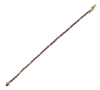 14k Gold Diamond Ruby Line Bracelet