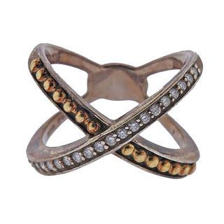 Lagos Caviar Silver 18K Gold Diamond Ring