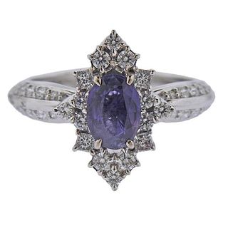 Kat Florence 18k Gold 1.36ct No Heat Kashmir Sapphire Diamond Ring