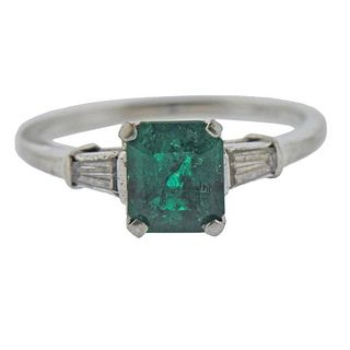 AGL 1.03ct Emerald Platinum Diamond Ring