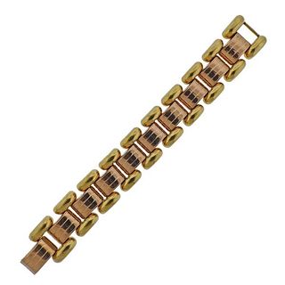 Retro 18k Rose Yellow Gold Link Bracelet