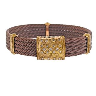 Charriol 18K Gold Bronze Steel Diamond Bracelet