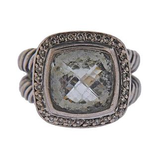 David Yurman Silver Diamond Prasiolite Albion Ring