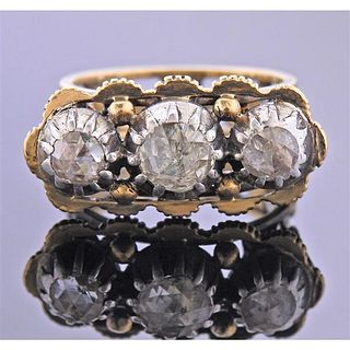 18k Gold Sterling Silver Diamond Ring 