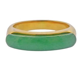 18k Gold Jade Ring 