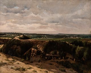 French School, 19th Century Broad Landscape Vista, Said to be the Outmost Environs of Paris