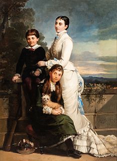 Thomas Jones Barker (British, 1815-1882) Family Group: Mother, Two Children, and a Terrier