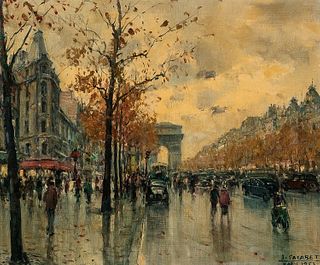 Jean Salabet (French, b. 1900) View Down The Champs-Elysées