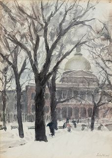 John Whorf (American, 1903-1959) State House in Storm - Winter