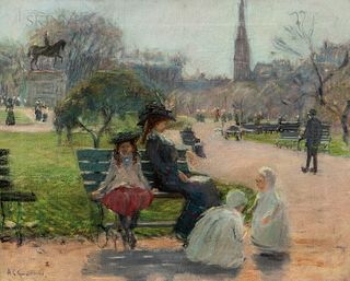 Arthur Clifton Goodwin (American, 1866-1929) In Boston Public Gardens, alternatively titled Babies Playing, Public Garden, Boston