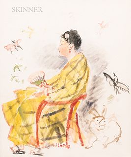 Oskar Laske (Austrian, 1874-1951) Seated Woman in a Kimono