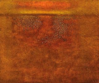 William Anzalone (American, b. 1935) Untitled Landscape in Hues of Orange and Yellow