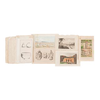 Colección de Grabados sobre Arqueología en América. Siglo XIX. 22 x 14 cm., promedio. Vistas, esculturas y retratos. Piezas: 42.