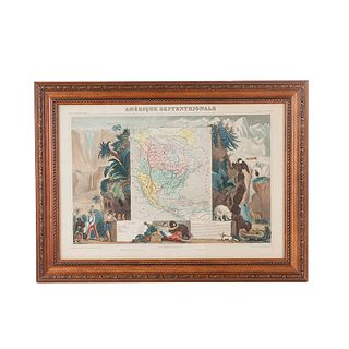 Levasseur, Victor. Amérique Septentrionale. Paris: Pelissier, ca. 1845. Mapa grabado coloreado, 28.5 x 43 cm. Enmarcado.