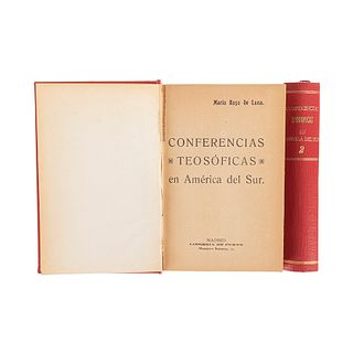 Roso de Luna, Mario. Conferencias Teosóficas en América del Sur. Madrid: Librería de Pueyo, 1911. Tomos I - II. Piezas: 2.