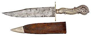 Cutlery Handle Bowie Knife and Sheath by W&S. Butcher 