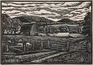 PAUL GENTRY (21ST C.) PENCIL SIGNED WOOD ENGRAVING