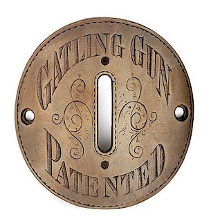 Model 1883 Colt Gatling Gun Patent Plate 