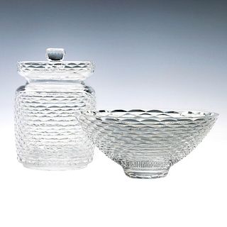 WATERFORD CRYSTAL BISCUIT BARREL AND BOWL