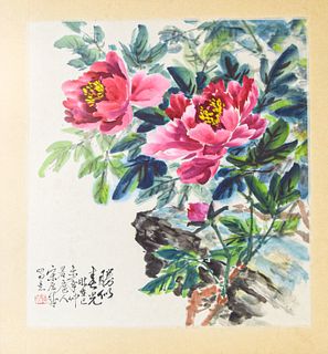 Chinese Huxian Peasant Painting of Flowers