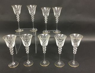 Set of 9 Saint Louis Crystal Water Goblets