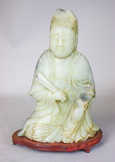 Large Carved Jade Scholar