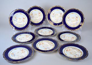 10 Sevres Louis Philippe Porcelain Dinner Plates