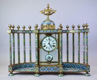 French Style Chinese Cloisonne Colonnade Clock