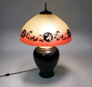 Fulper Lamp Base With Handel Shade