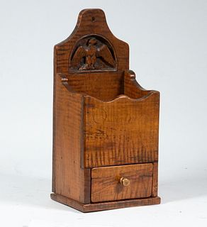 19TH C. TIGER MAPLE ONE DRAWER PIPE BOX