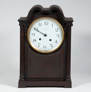 CIRCA 1920 WALTHAM MAHOGANY TIME & STRIKE MANTEL CLOCK