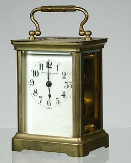 FRENCH BRASS MINIATURE CARRIAGE CLOCK
