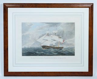 FRAMED 19TH C. SHIP ENGRAVING BY EDWARD DUNCAN (1803-1882)