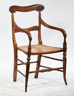 COUNTRY SHERATON CANED SEAT FRAME ARMCHAIR