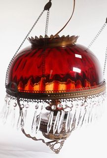19TH C. CEILING MOUNT VICTORIAN HANGING LAMP