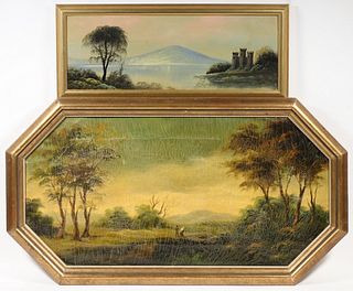 (2) NAIVE 19TH C. CONTINENTAL OIL PAINTINGS