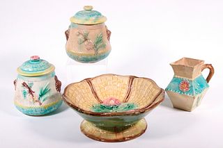 (4) MAJOLICA POTTERY SERVING PIECES