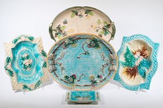 (5) MAJOLICA POTTERY SERVING PIECES