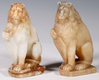 PR OF STONE CARVED FIGURAL LIONS