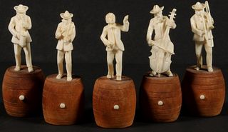 A SET OF FIVE AUSTRIAN CARVED FIGURES OF MUSICIANS, LATE 19TH C.