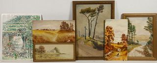(6) SMALL LANDSCAPES, SOME BY W.T. COPELAND (CA, 20TH C.)