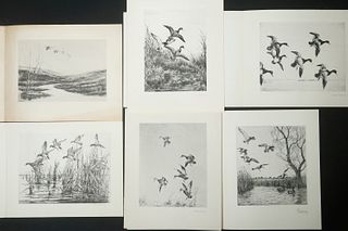 (15) ETCHINGS OF DUCKS BY VARIOUS ARTISTS, USED AS CHRISTMAS CARDS BY SAM MILLIGAN